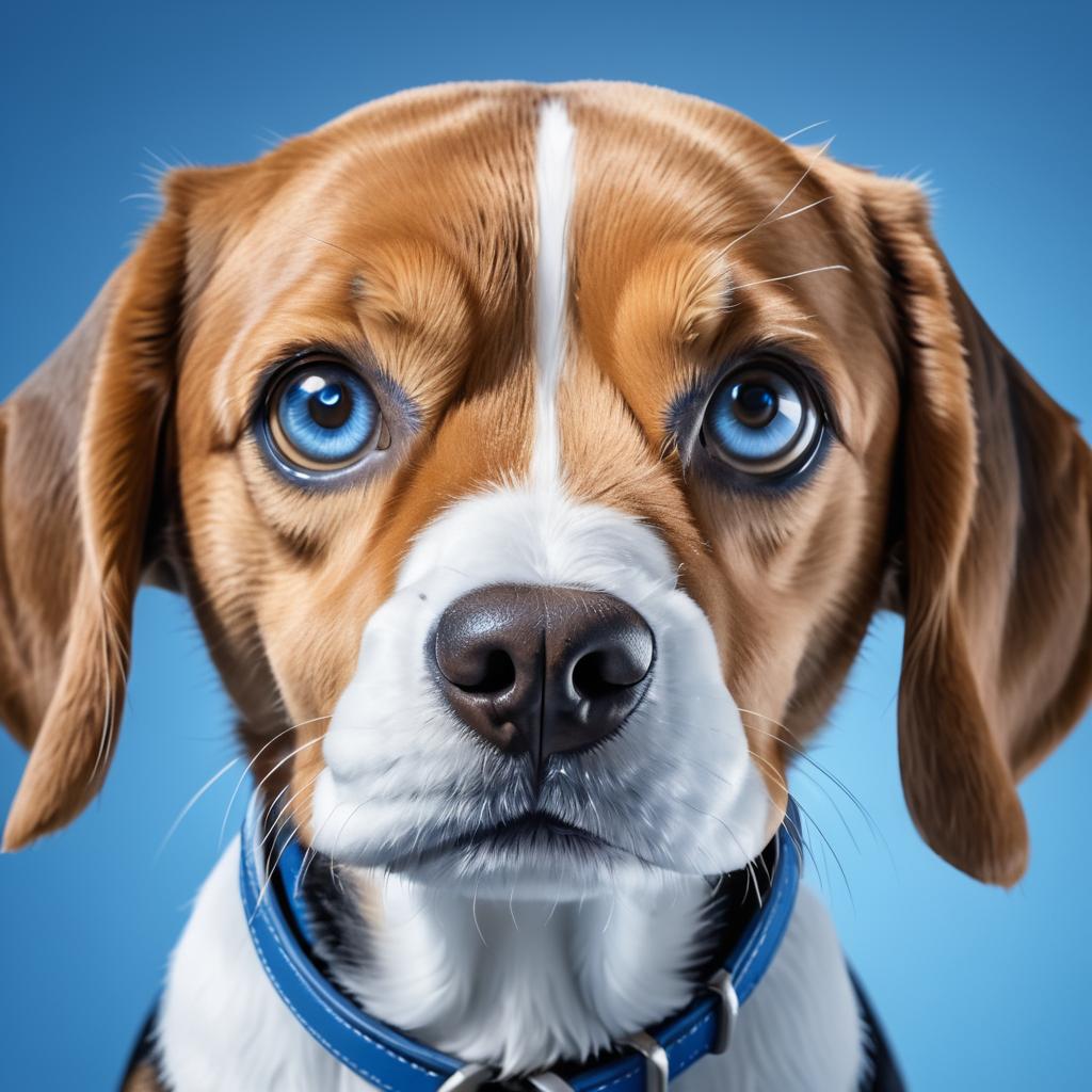 Realistic Beagle Portrait on Blue Background