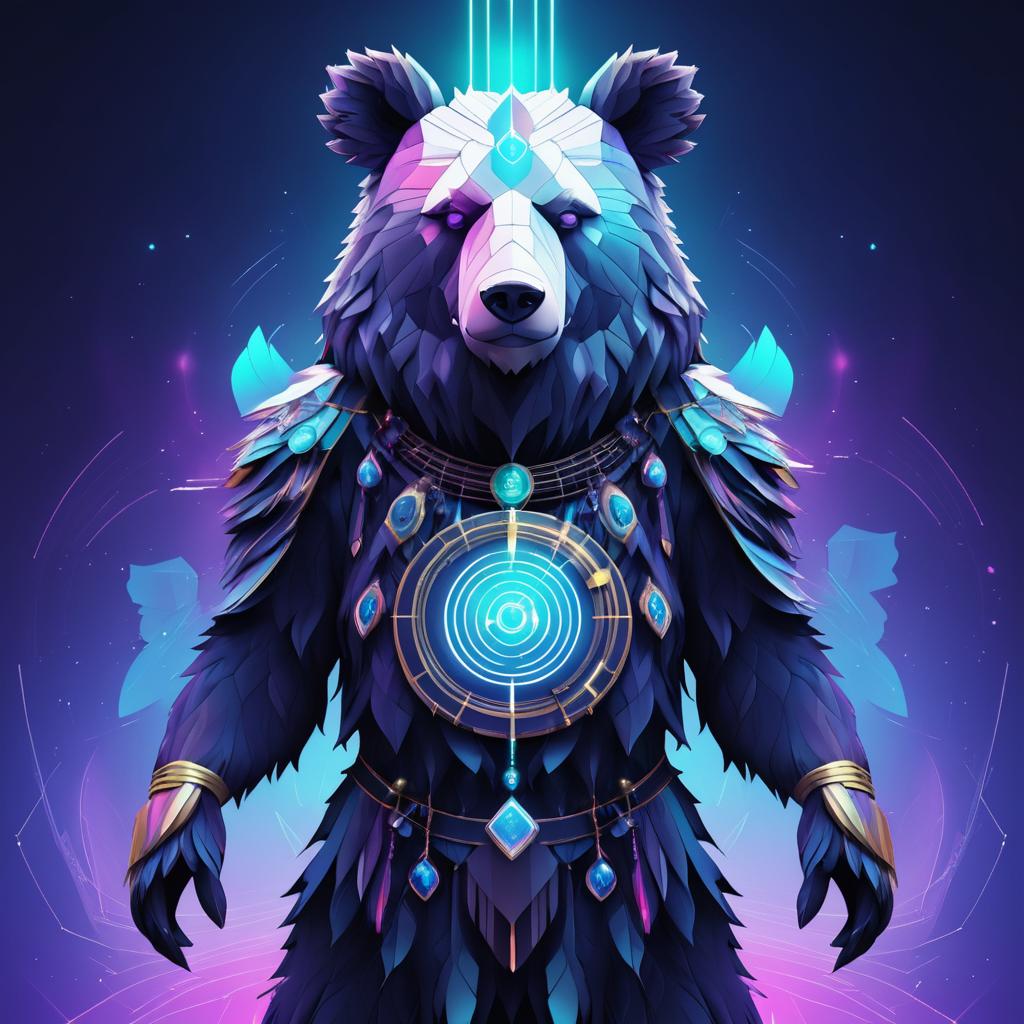 Glitchy Bear Deity in Anthropomorphic Form