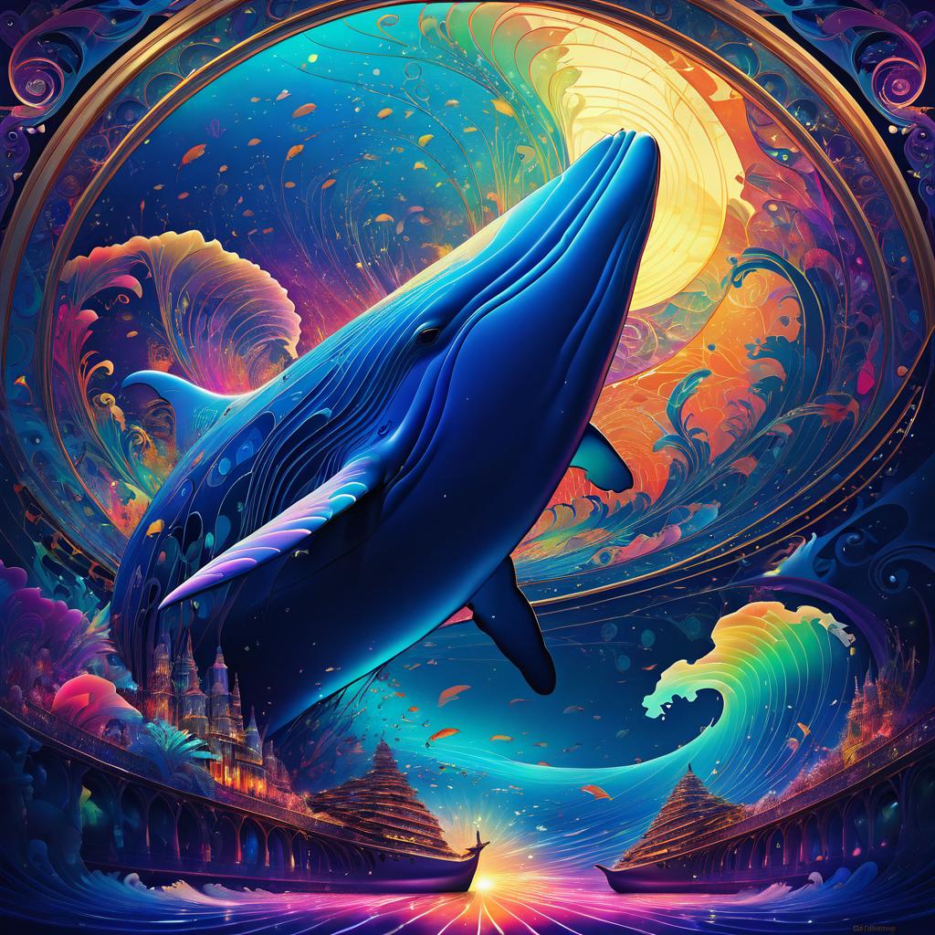 Psychedelic Whale: Surreal Digital Masterpiece