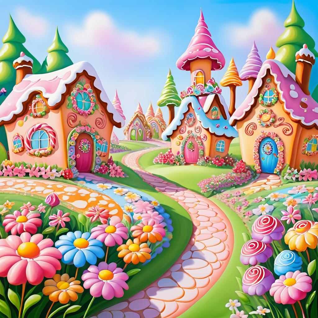 Whimsical Candy Land with Floral Border