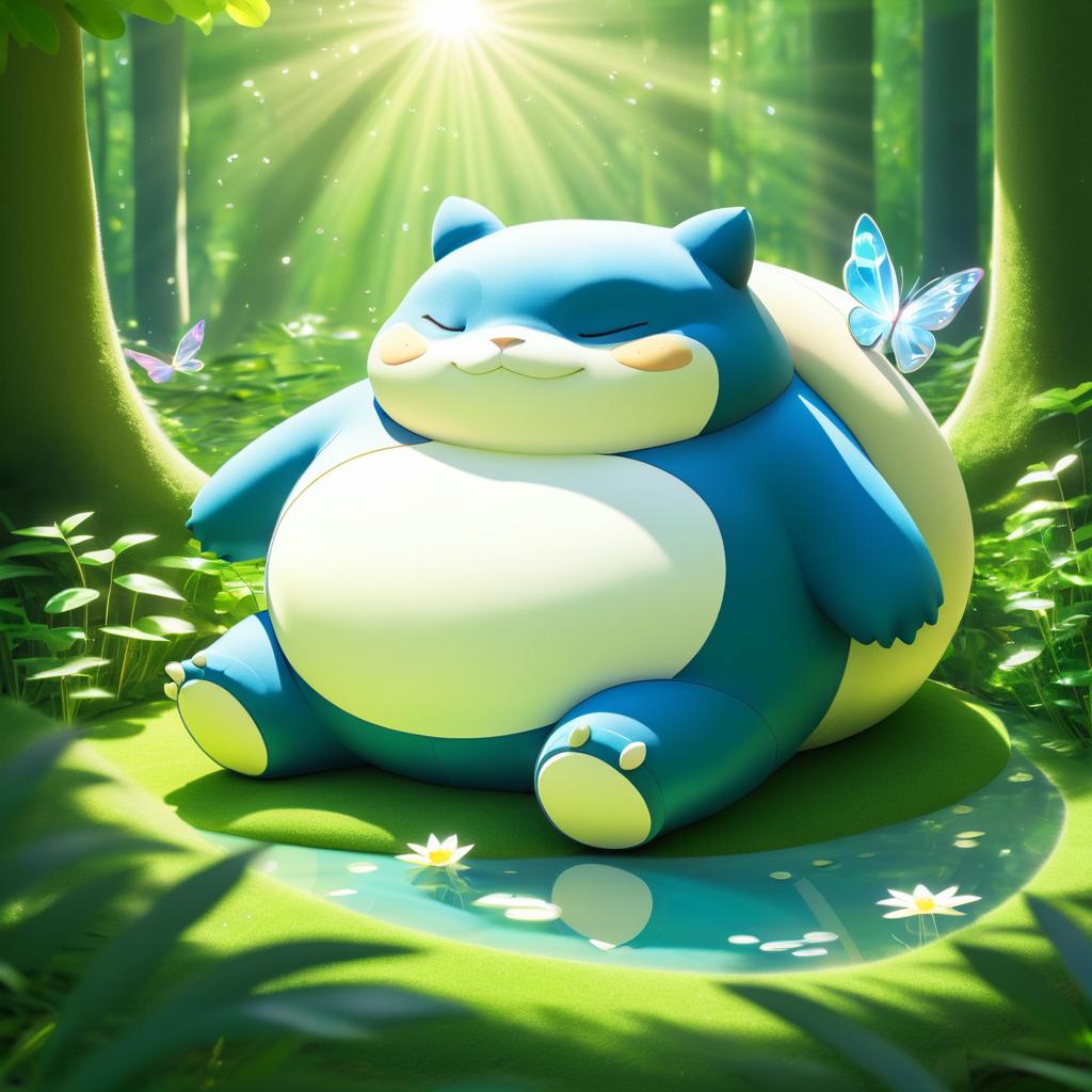 Serene Snorlax in a Sunlit Forest