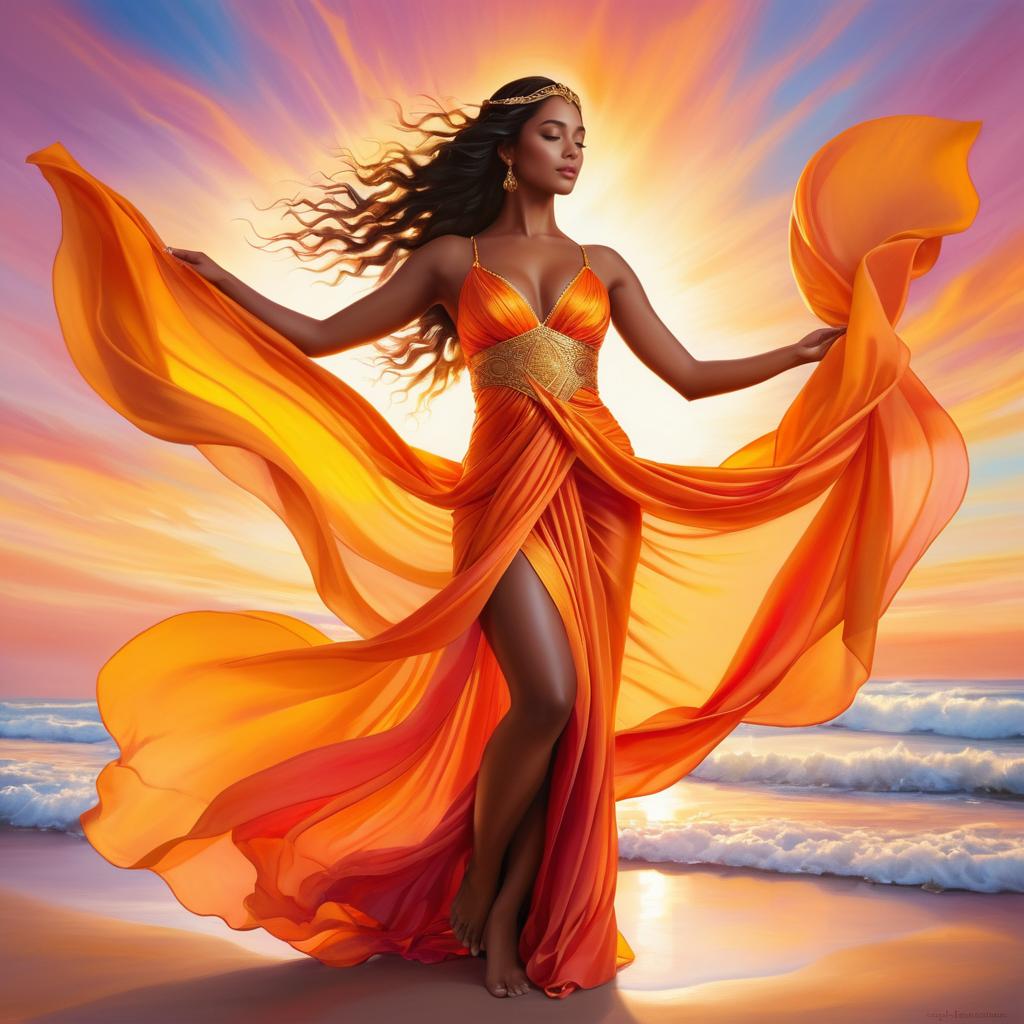 Ethereal Goddess in Sunset Glow