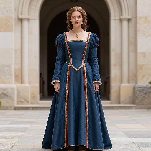 Medieval Lady in Blue Dress
