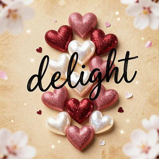 Engraved Glitter Hearts with Cursive