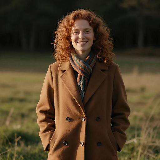 Smiling Woman in Sunny Field Portrait