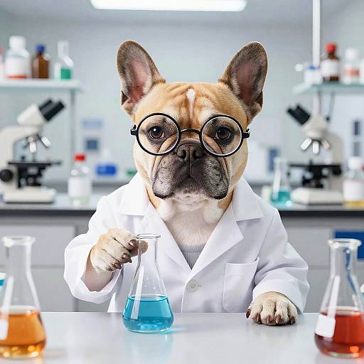 French Bulldog Chemist in Lab Coat