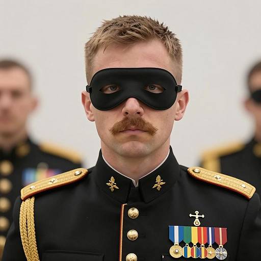 Military Man in Mask with Medals