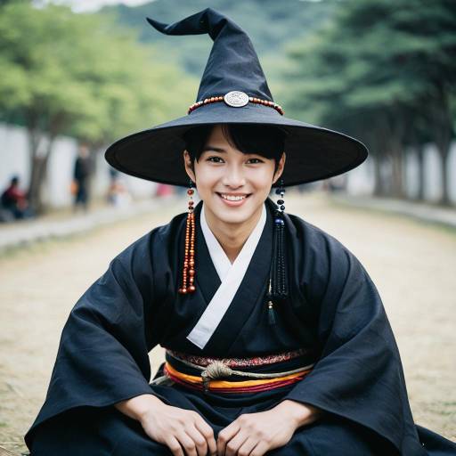 Young Man in Traditional Korean Witch Costume
