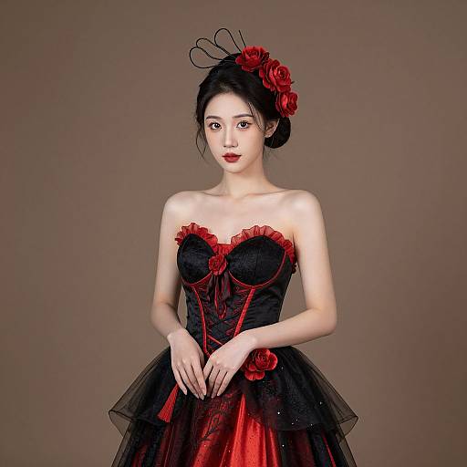 Woman in Red Flower Costume