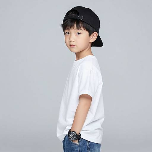Portrait of Young Asian Boy in Studio