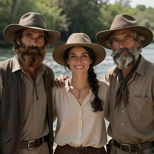 Joyful Trio by the River