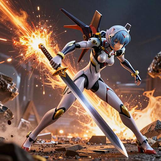 Epic Mecha Anime Battle Scene