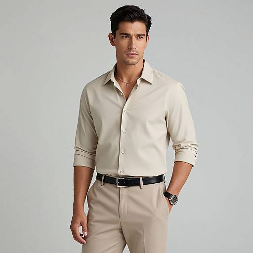 Stylish Handsome Man in Beige Outfit