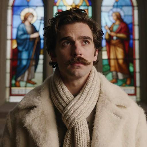 Intense Man in Vibrant Stained Glass