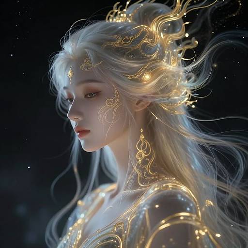 Ethereal Consciousness with Golden Patterns