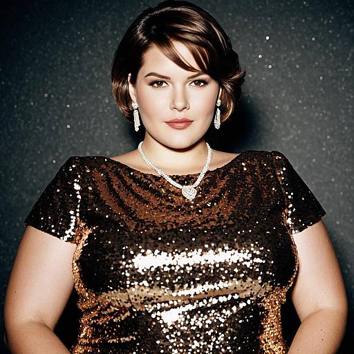 Plus Size Woman in Sequin Evening Dress