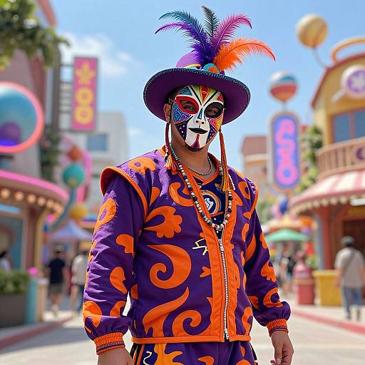 Vibrant Fantasy Urban Masked Man