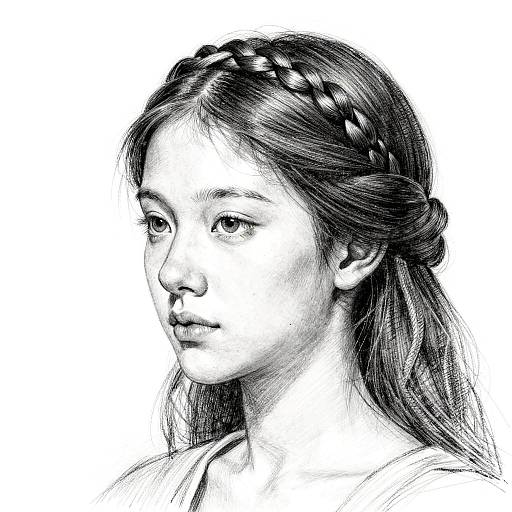 Leonardo-Inspired Braided Crown Sketch