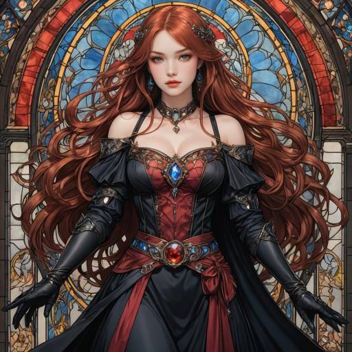 Elegant Winged Girl in Art Nouveau Style