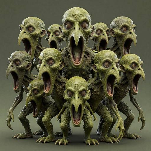 Surreal Mutated Olive Green Humanoid