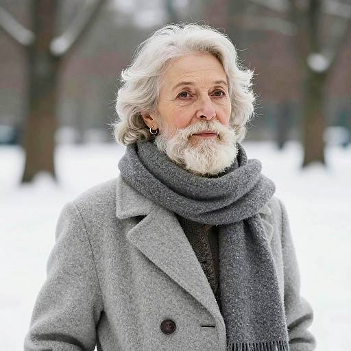 Elderly Woman's Winter Beard Style