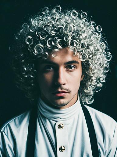 Photorealistic Man in Perm Hairstyle Cosplay