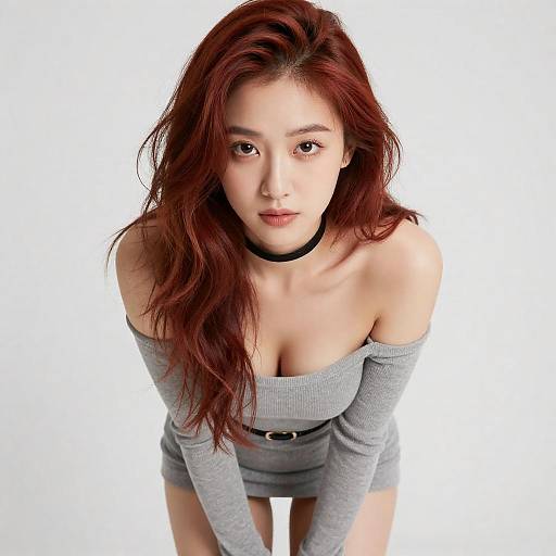 Vibrant Hair, Sweater, Upward Gaze Pose