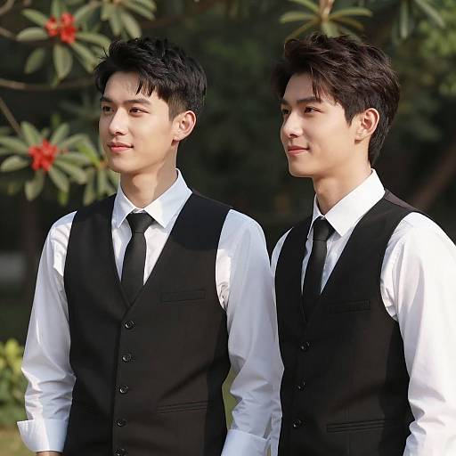 Two Men in Formal Attire Outdoors