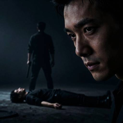 Intense Shadowed Portrait in Dark Scene