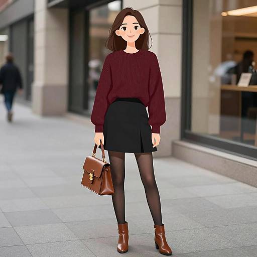 Chic Woman on City Sidewalk