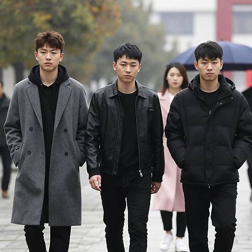 Young Adults Walking in Urban Setting