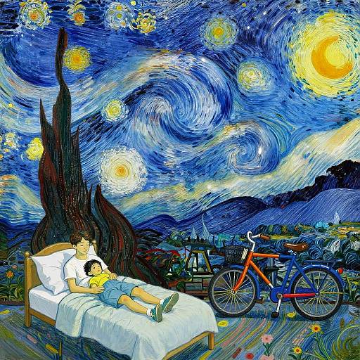 Whimsical Van Gogh-Inspired Scene