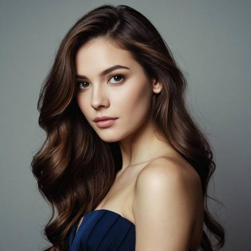Young Woman in Navy Blue Evening Dress