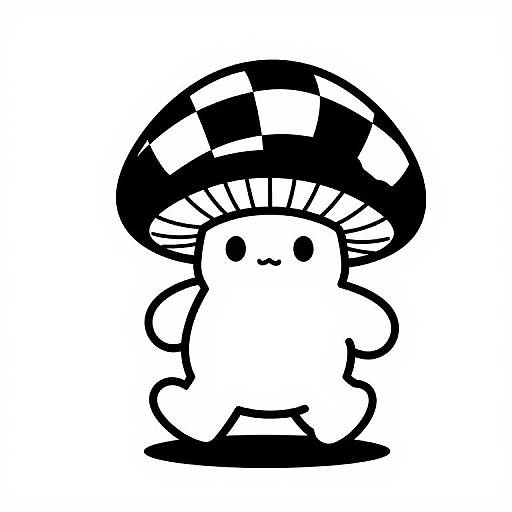 Chibi Mushroom Psychedelic Line Art