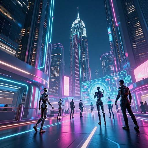 Futuristic Cybernetic Cityscape Scene