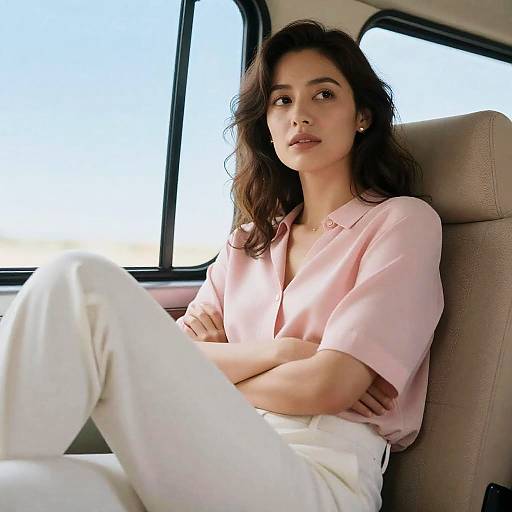 Woman in Vehicle with Bright Background