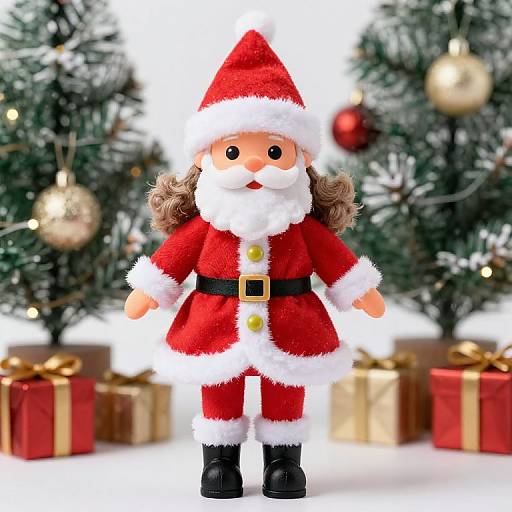 Female Santa Doll with Christmas Trees
