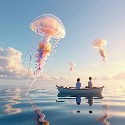 Surreal 3D Jellyfish Ocean Scene
