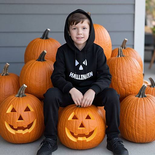 Photograph of a young boy in a black 