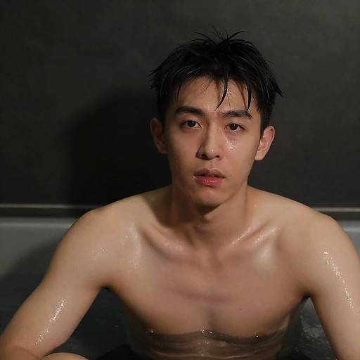 Mysterious Portrait of a Young Asian Man