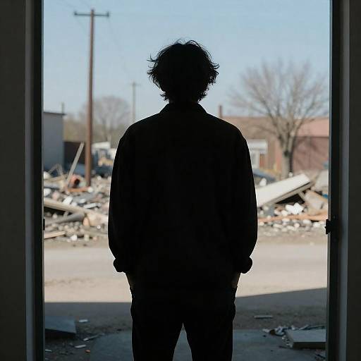 Urban Wasteland Silhouette at Doorway