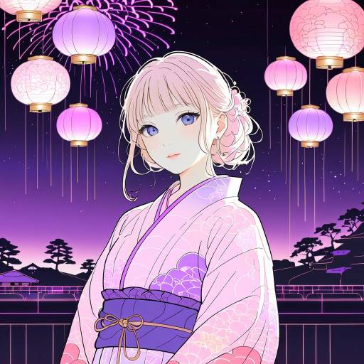 Elegant Nighttime Festival in Japan