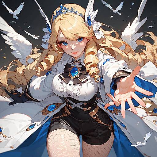 Seductive Blonde Anime Girl Reaching Toward Viewer