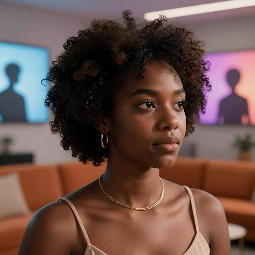 Elegant Afro Woman in Modern Room