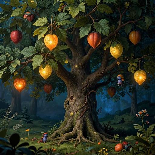 Surreal Luminous Tree from Tiny Perspective