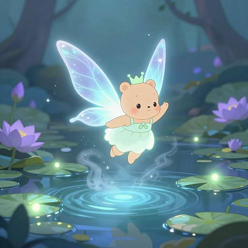 Magical Fairy Margot Above Enchanted Pond