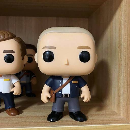 Bald Funko Figure on Cozy Shelf