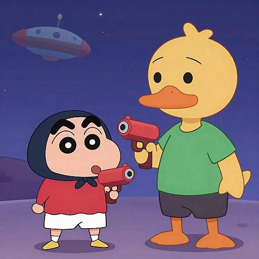 Epic Cartoon Showdown: Duck vs. Hooded Character