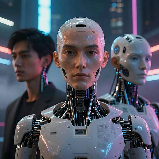 Cyberpunk AI Men with Synthetic Skin