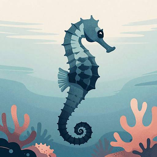 Stylized Seahorses in Vibrant Reef